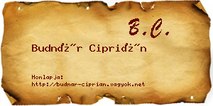 Budnár Ciprián névjegykártya